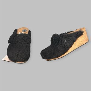 Birkenstock Papillio Fanny Teddy Mule Sandal Women's 38 / 7 Black Shearling Clog